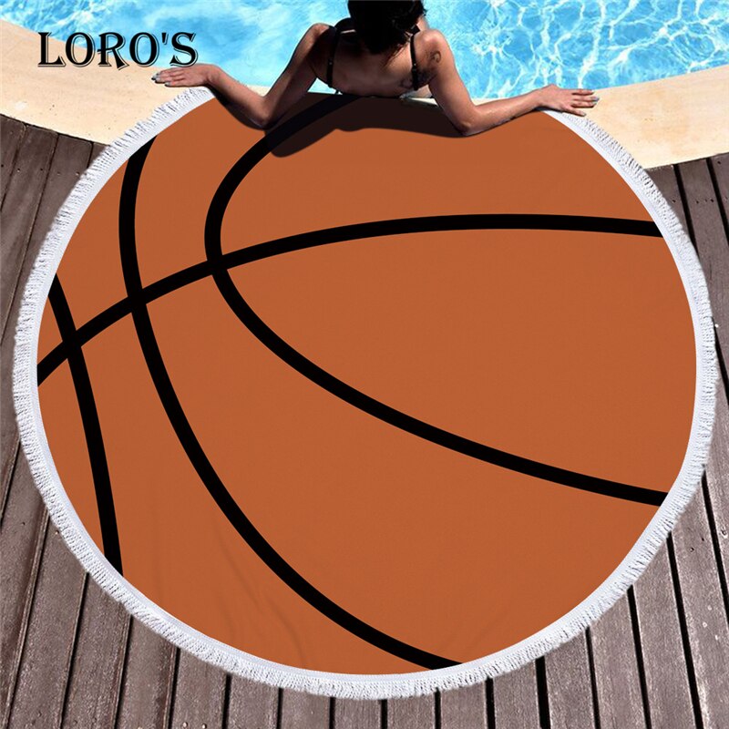 Sport basketball fodbold tryk badehåndklæde runde kvaster mikrofiber yogamåtte badehåndklæde picnic tæppe måtte tapet 150*150