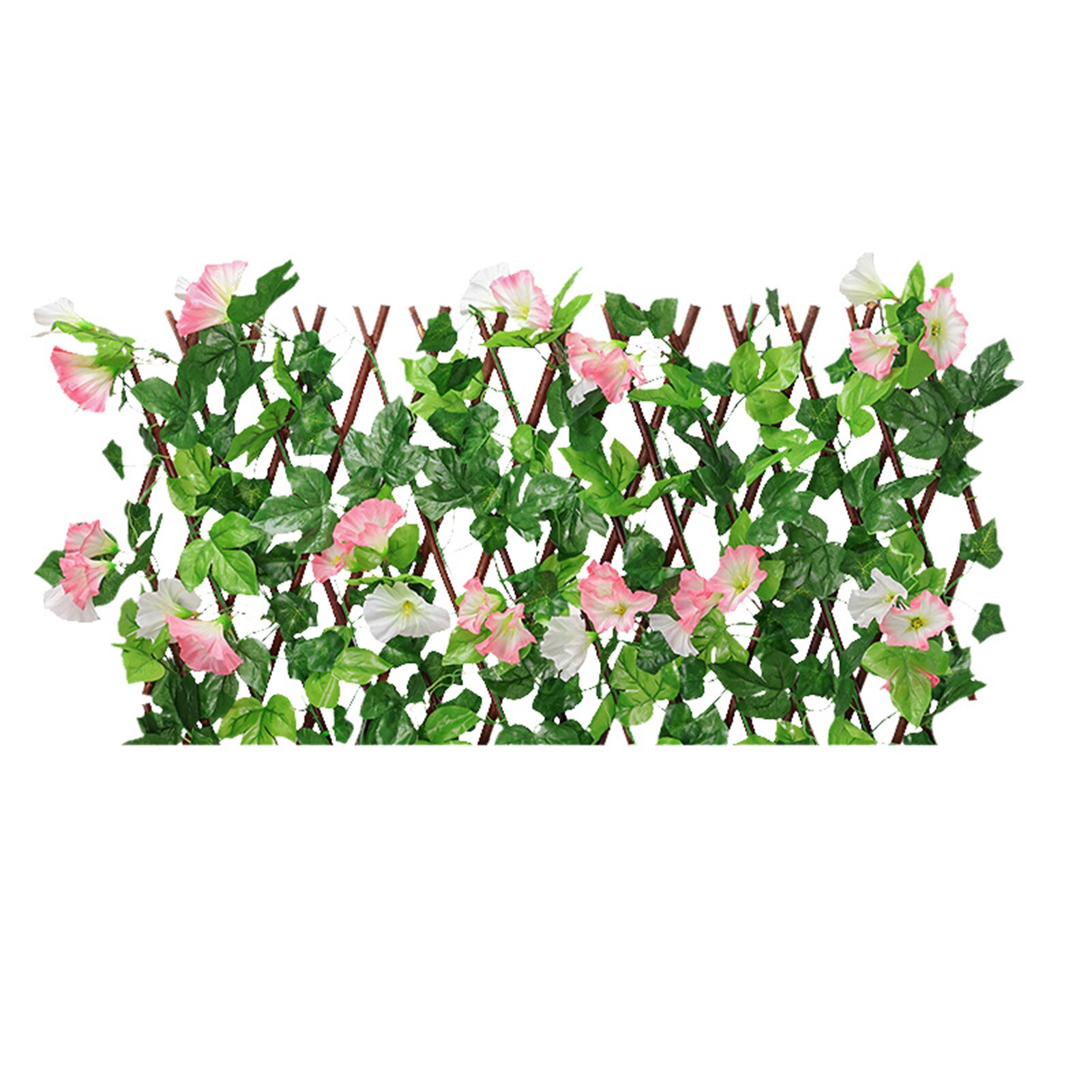 Retractable Artificial Wooden Fence With Flowers Privacy Fence Garden Hedge Leaf Net Wooden Home Restaurants Wall Decoration: F