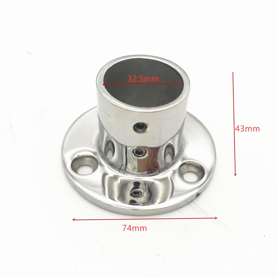 Stainless Steel Boat Hand Rail Fitting 90 Degree Round Base: 32.5mm