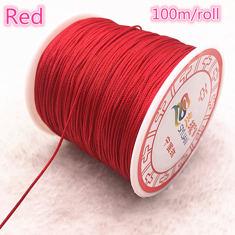 100M/Roll 0.8mm Red Nylon Cord Thread Chinese Knot Macrame Cord Bracelet Braided String DIY Tassels Beading Thread