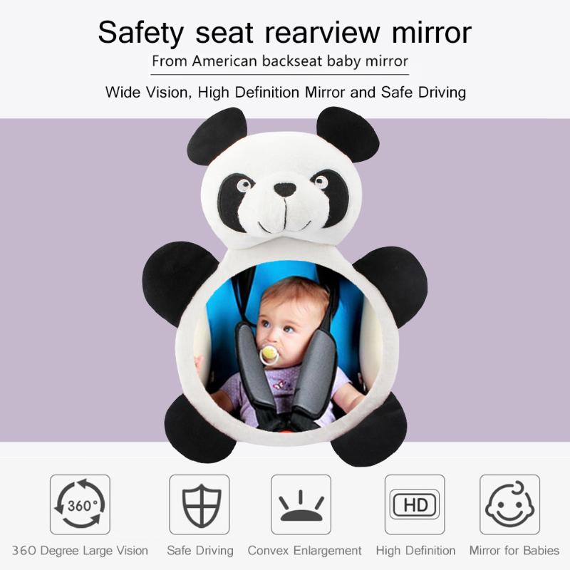 Justerbar bilinredning babyspegel vidsynt spädbarnsstol backspegel härlig panda elefantformade tillbehör
