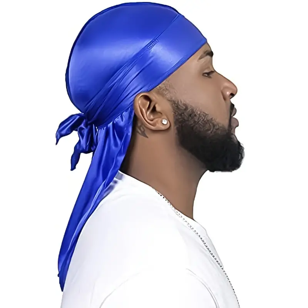 Men's Silk Durag Shower cap Bandana Silky Du Rag Doo Rag Long Tail Waves Cap