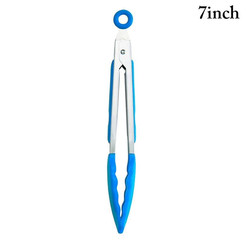 Justdolife-Pinza de cocina de silicona para alimentos utensilios resistentes al calor, pinzas para cocinar, accesorios, utensilios para servir ensalada y barbacoa: Blue