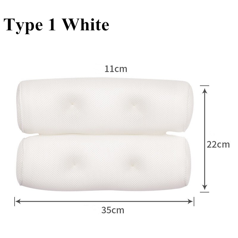 3D Mesh Spa Bath Pillow with 6/4pcs Suction Cups Neck Back Support Breathable Spa Pillow Bathroom Accersories подушка для ванны: type 1 white