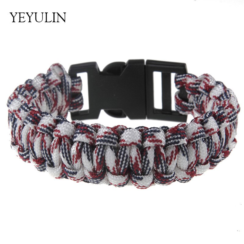 Utomhus camping vandring spänne armband rep paracord armband för män kvinnor armband smycken: Vit flerfärgad