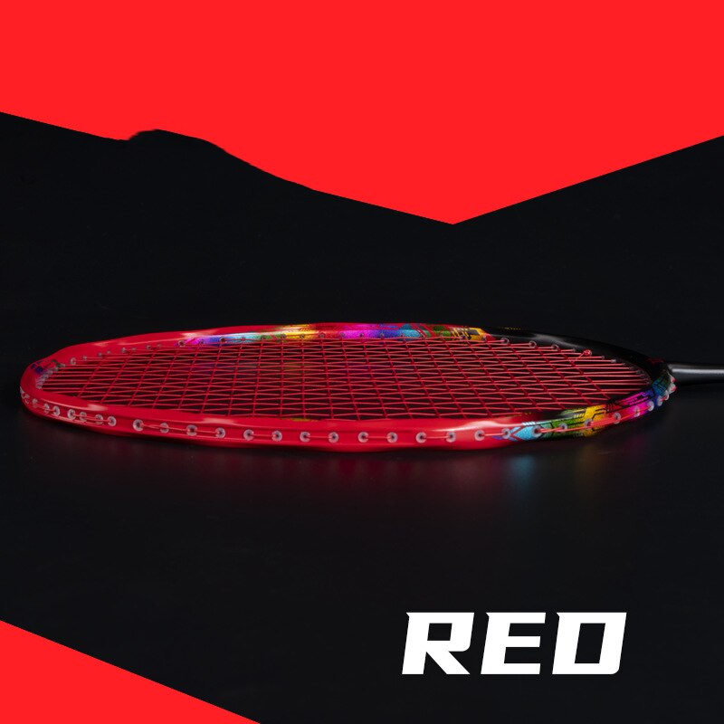 Ultra-light 4U Badminton Racket Full Carbon Fiber Resistant G5 Middle Shot High Pound Offensive And Defensive Single Shot -40: Red