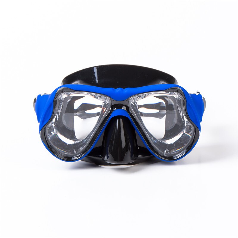 silicone Swimming Mask goggle PC Scuba Mask Myopia Diving Mask Prescription lens: blue