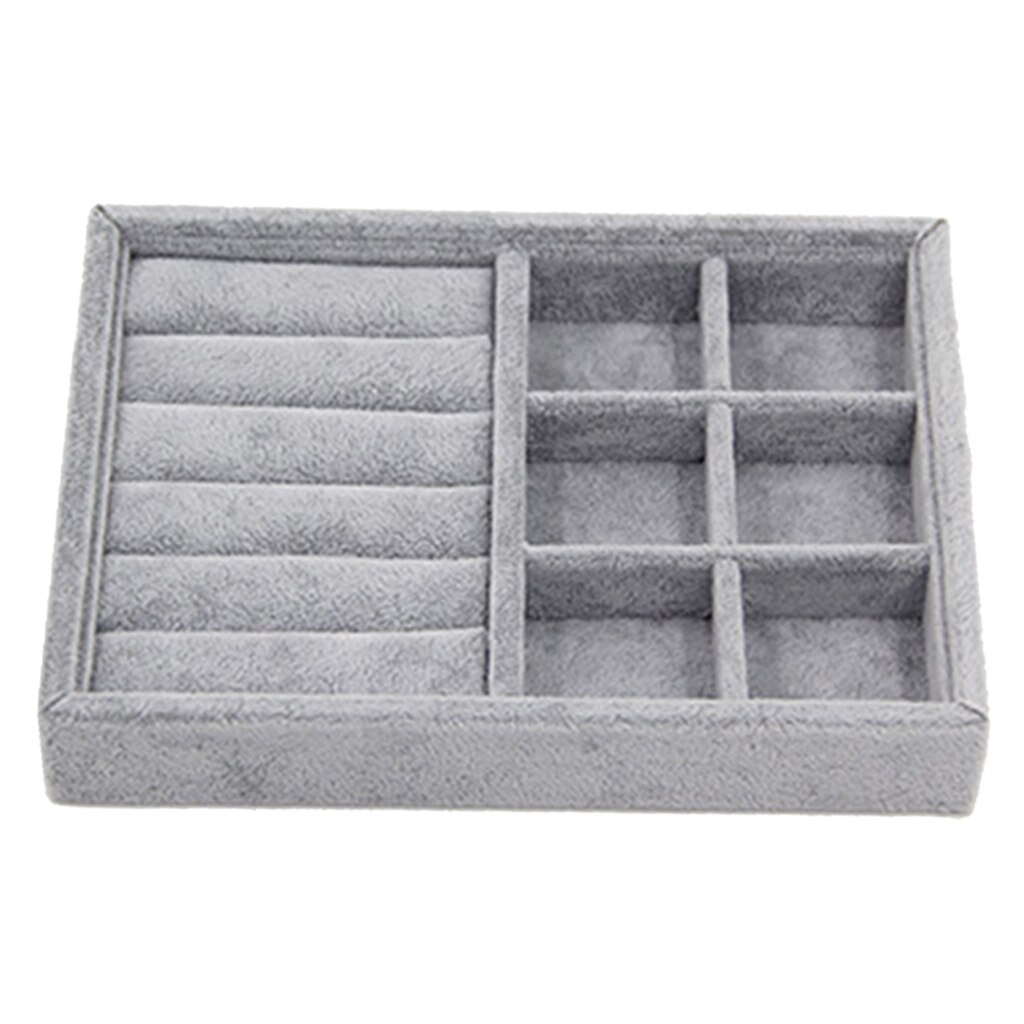 Stackable Velvet Jewelry Tray for Earring Necklace Bracelet Ring Organizer Display Storage Box Jewelry Packaging: Strip Grid