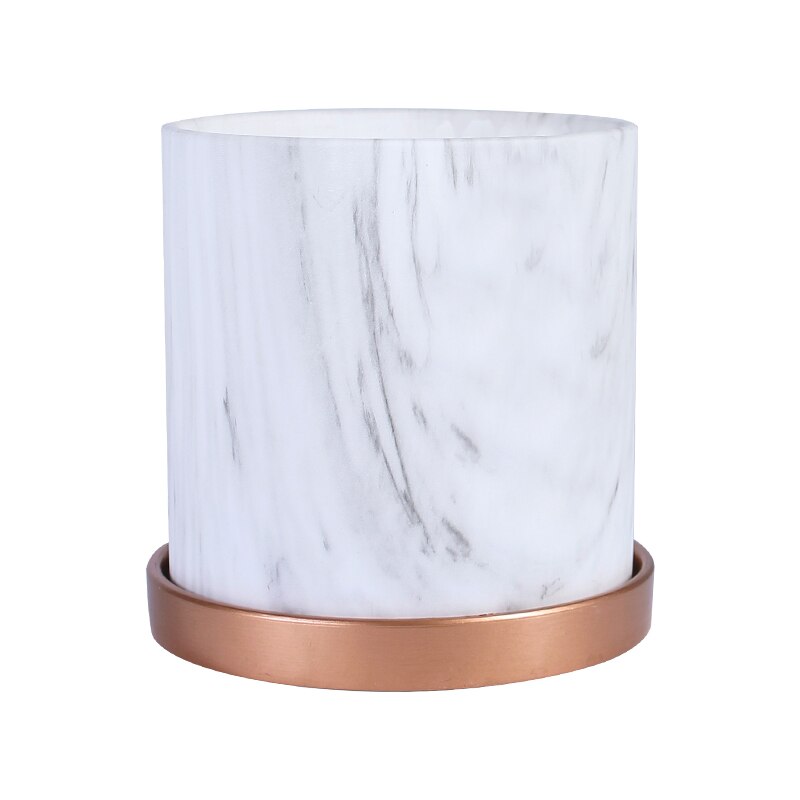 Nordic Keramische Bloempot Gemarmerd Succulent Bloempot Met Lade Desktop Decoratie Thuis Tuin Decoratie