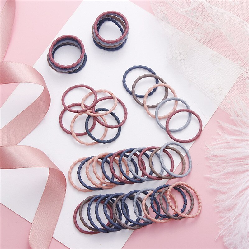 50 Stks/partij 3 Cm Vrouwen Meisjes Elastische Haarband Kleurrijke Hair Ties Touwen Scrunchy Paardenstaart Rubberbands Tie Gum Accesorios