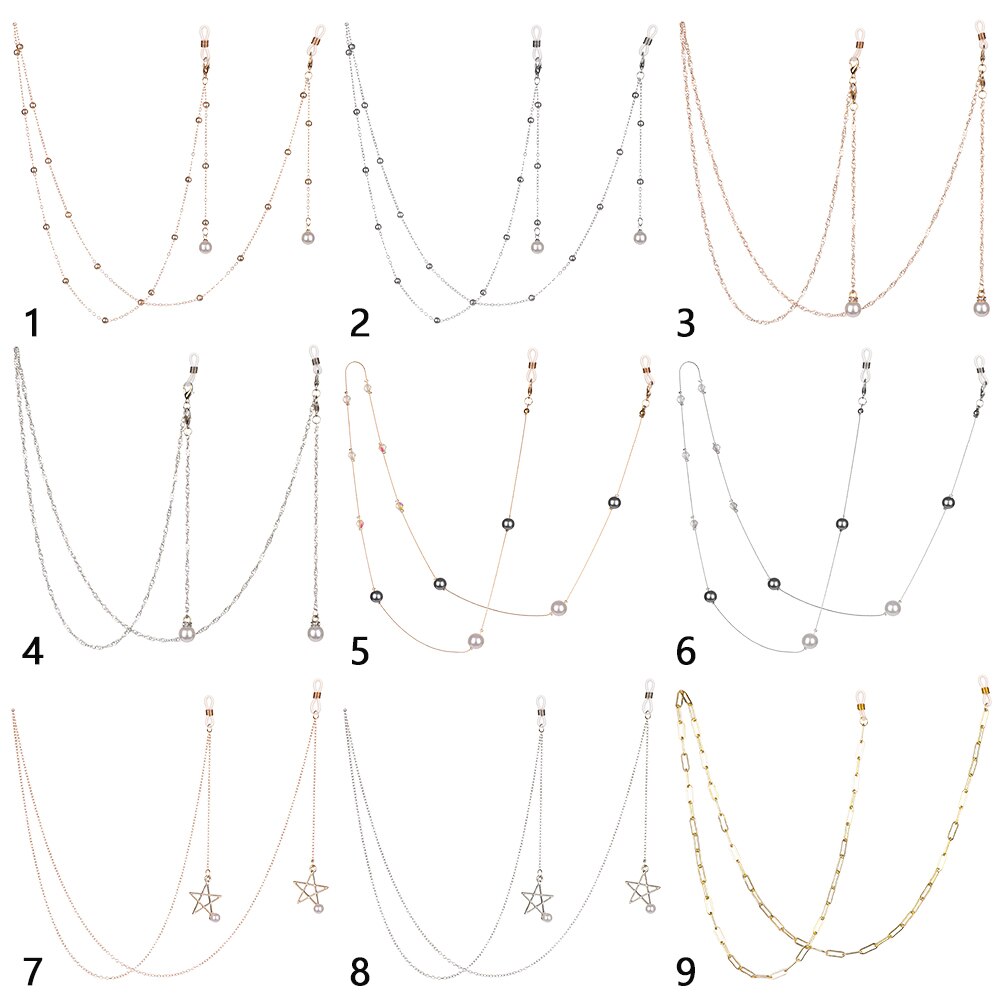 Zeester, schelp, zonnebril, ketting, parels, strass steentjes, brillenkoord, brillenketting, kralen, nekband, touw 70cm
