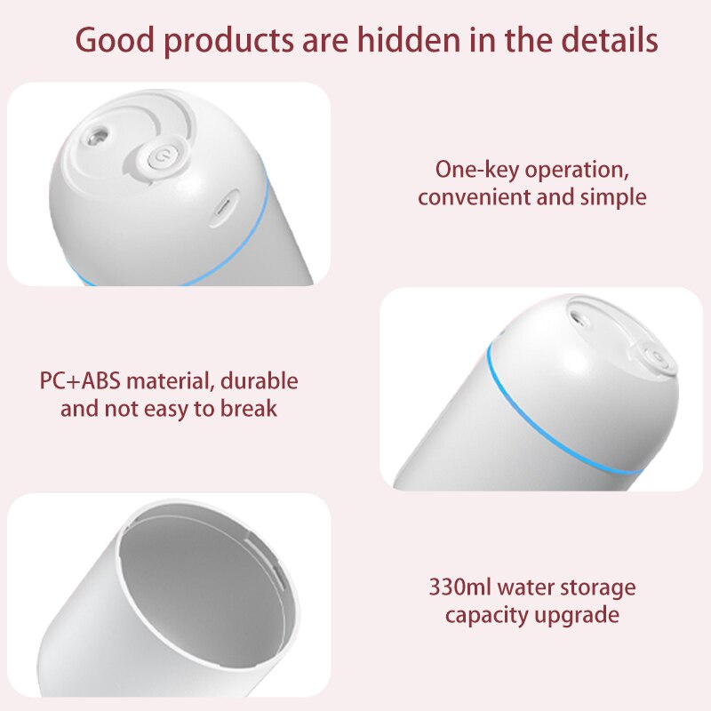 Large Capacity Humidifier Household Bedroom Oil Air Aromatherapy 330ML Purification Sprayer Water Replenishing Instrument type-c