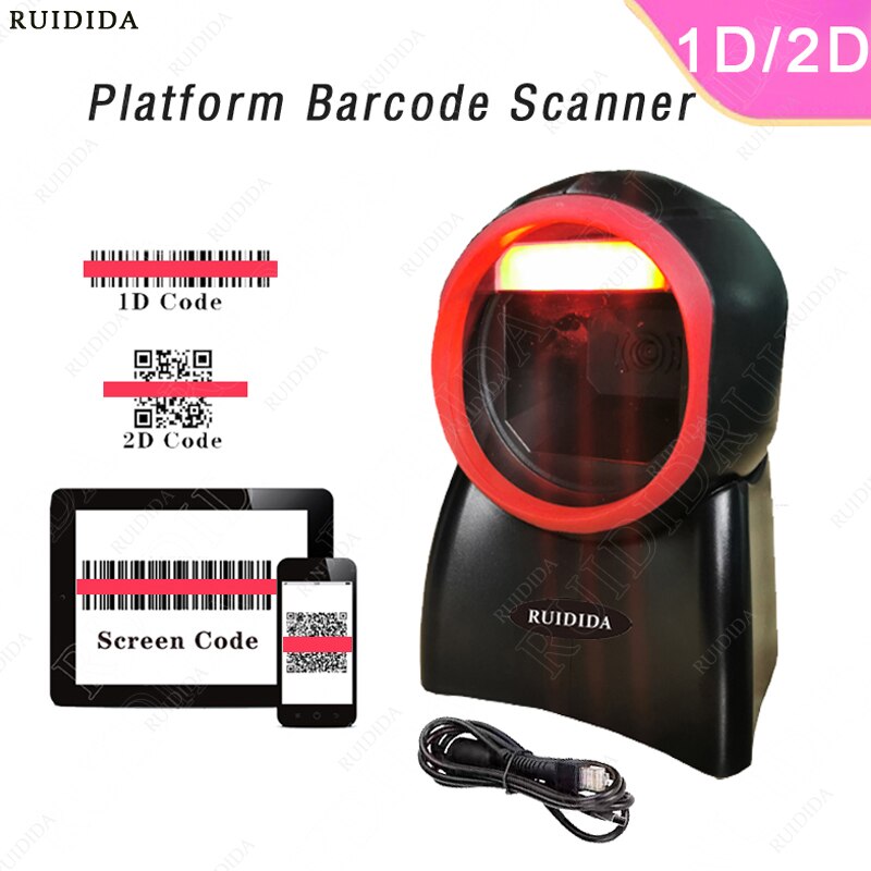 Platform Barcode Scanner 1D 2D Desktop Bar code Scanner Omnidirectional Hands-free Barcode Reader Kiosk Reader QR code PDF barra