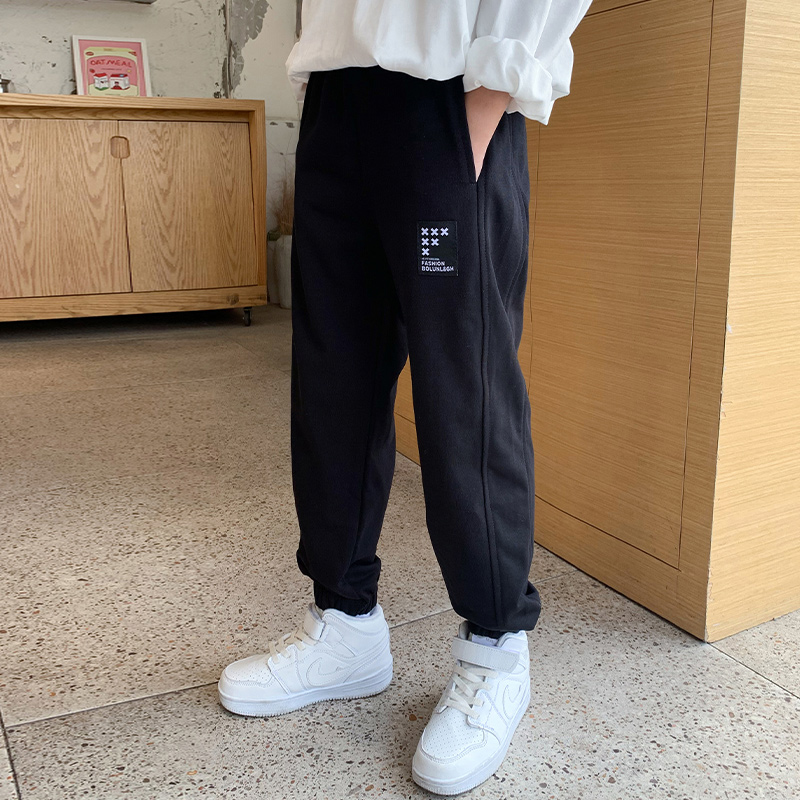 Abbigliamento per bambini pantaloni sportivi grigi pantaloni sportivi ragazzi pantaloni sportivi da Jogging neri primavera autunno pantaloni Harem per ragazzi da 10 a 12 anni: Black / 12