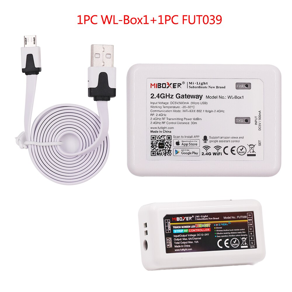 Milight RGBCCT LED Controller FUT039 + FUT092 2,4G Wireless 4-Zone RF Touch Remote + Miboxer WL-Box1 2,4 GHz Wifi Controller: Package 5