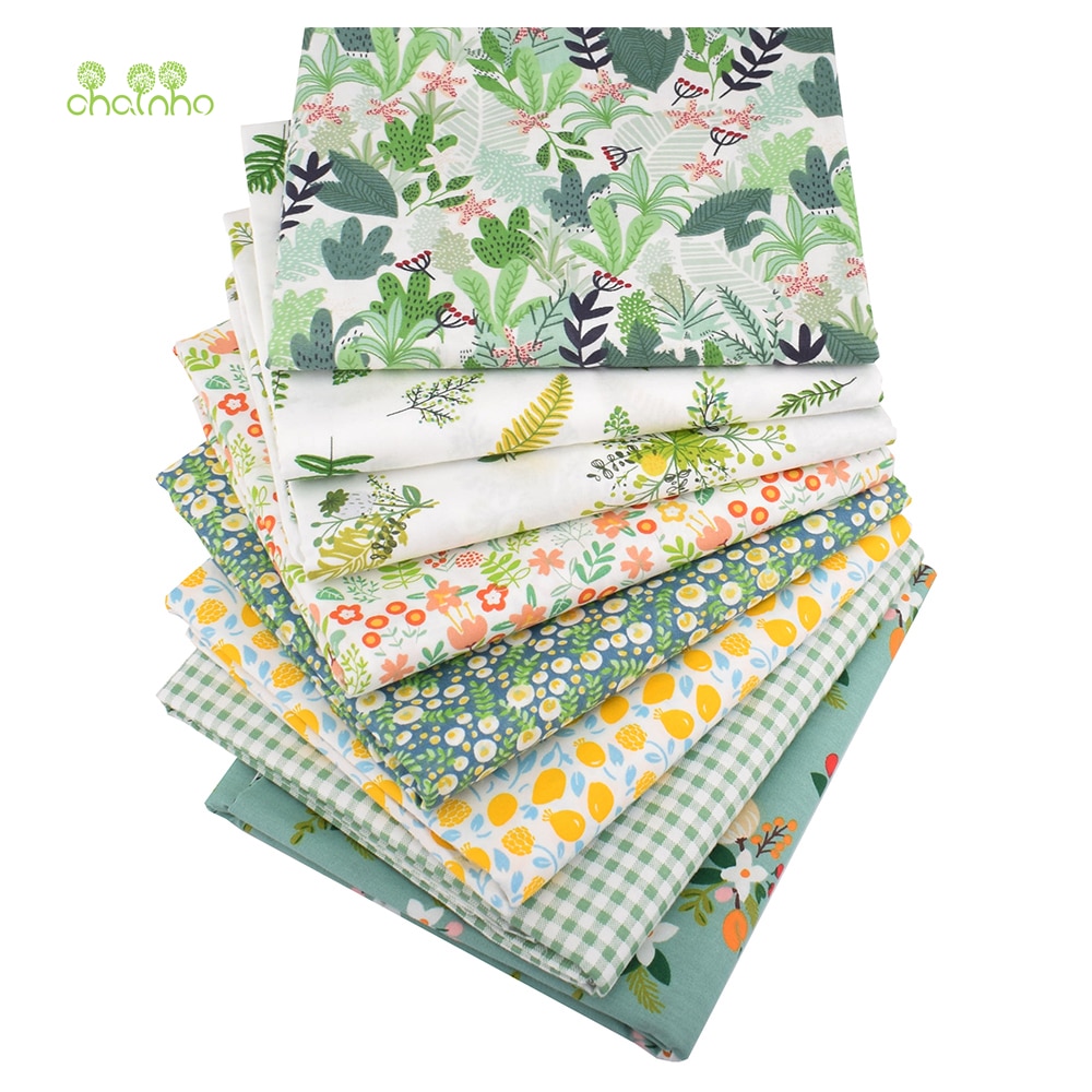 8 Stks/partij, Gedrukt Twill Katoen, 40X50Cm, patchwork Doek Voor Diy Quilten Naaien Baby & Kinderen Materiaal, Groene Zomer Tijd