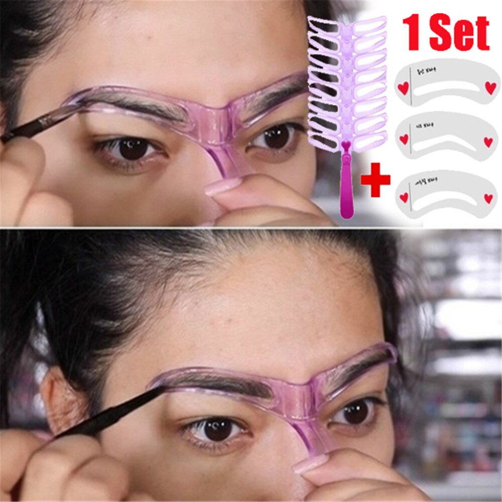 1 Set Reusable 8 In1 Eyebrow Shaping Template Helper Eyebrow Stencils Kit with Grooming Eyebrow Stencil Kit Eyebrow Makeup Tools
