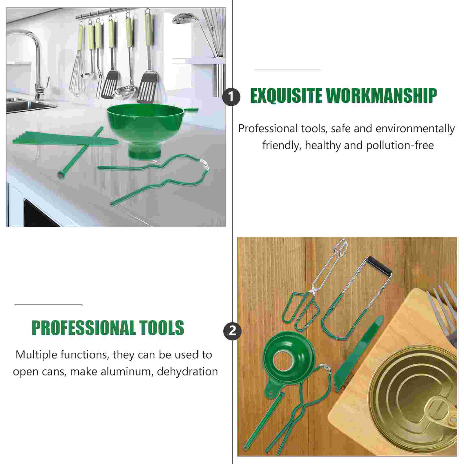 1 Set 6Pcs Canning Tool Set Tong Lifter Funnel Jam Making Supplies (Green)