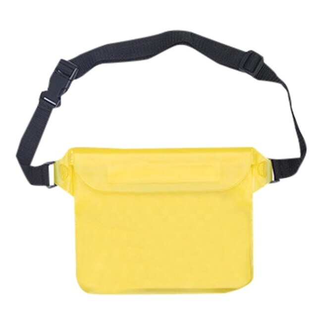 Vandtæt svømmetaske til mobiltelefonpose justerbar taljepakke taske skuldertasker til udendørs vandstrandbådssport: Gul