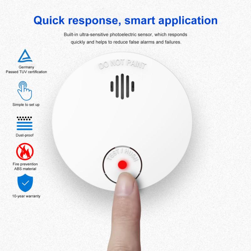 Wireless Infrared Smoke Alarm Detector Voice Warn Sensor Home Security Protection Fire Alarm High Sensitive Built-in Battery
