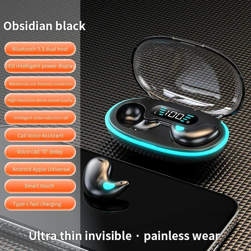 Original X55 Wireless Sleep Earphone Noise Reduction Invisible Earphone Sleeping Headset Bluetooth Sport Headphones Earbuds: black
