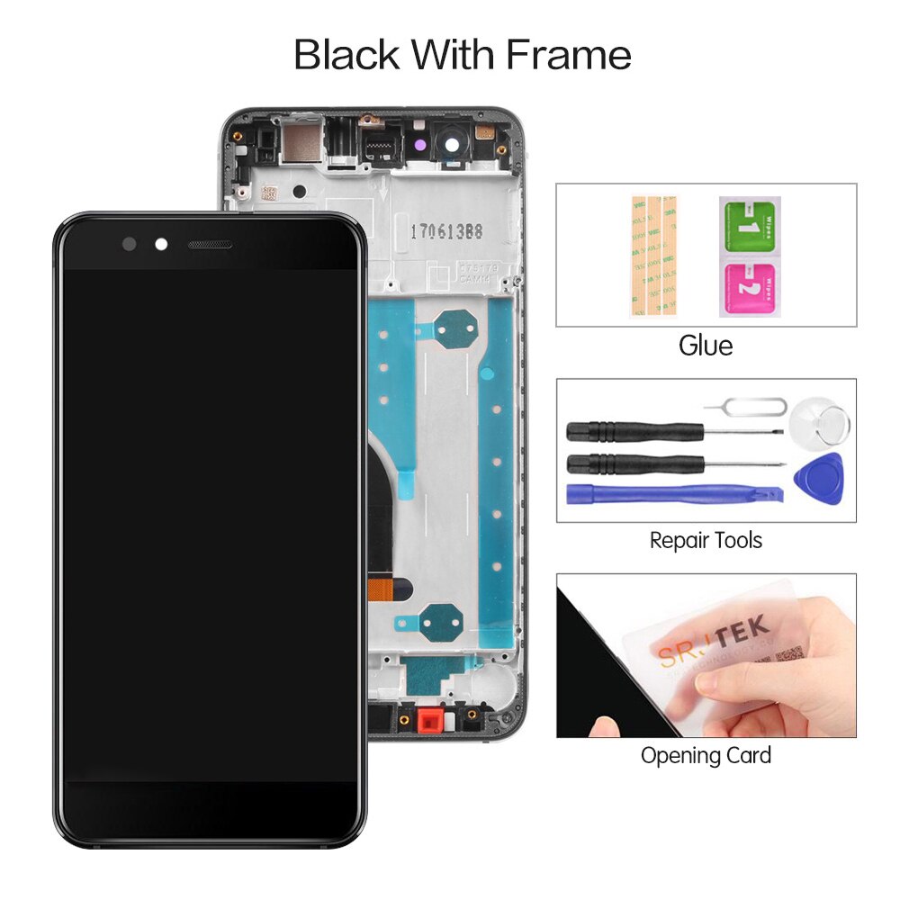 5.2 "ORIGINALE Per HUAWEI P10 Lite LCD Display Touch con Telaio di Montaggio per P10 Lite Schermo LCD WAS-LX1 WAS-LX1A WAS-LX2 WAS-LX3: Black with frame