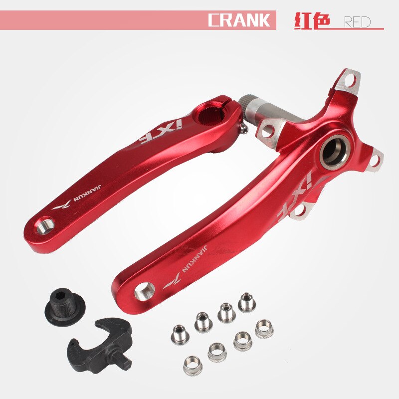 Mountainbike Crankstel Aluminium Fiets Crank Tandwiel Mountainbike Crank Crank Gecanneleerd Disc Mtb Fietsonderdelen: Red Without BB