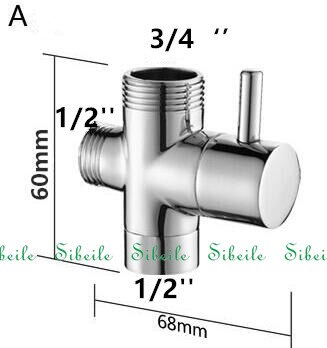 Sble krom 3- vejs badeværelse toilet bidet 3/4 '' 1/2 '' t-adapter bruseromskifterventil brusebadarmatur tee-stik shattaf ventil: Hvid