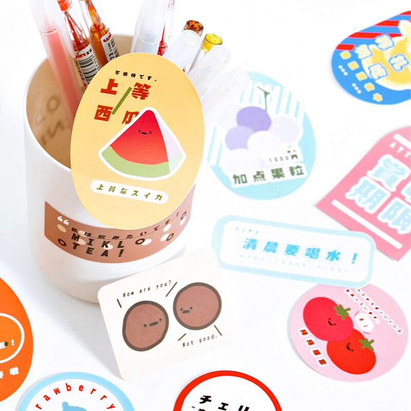 VanYi 30 Sheets/Box Drinks Stationery Sticker Paper Doll Decorative Delicious Convenience Store Diary Label Waterproof Stickers