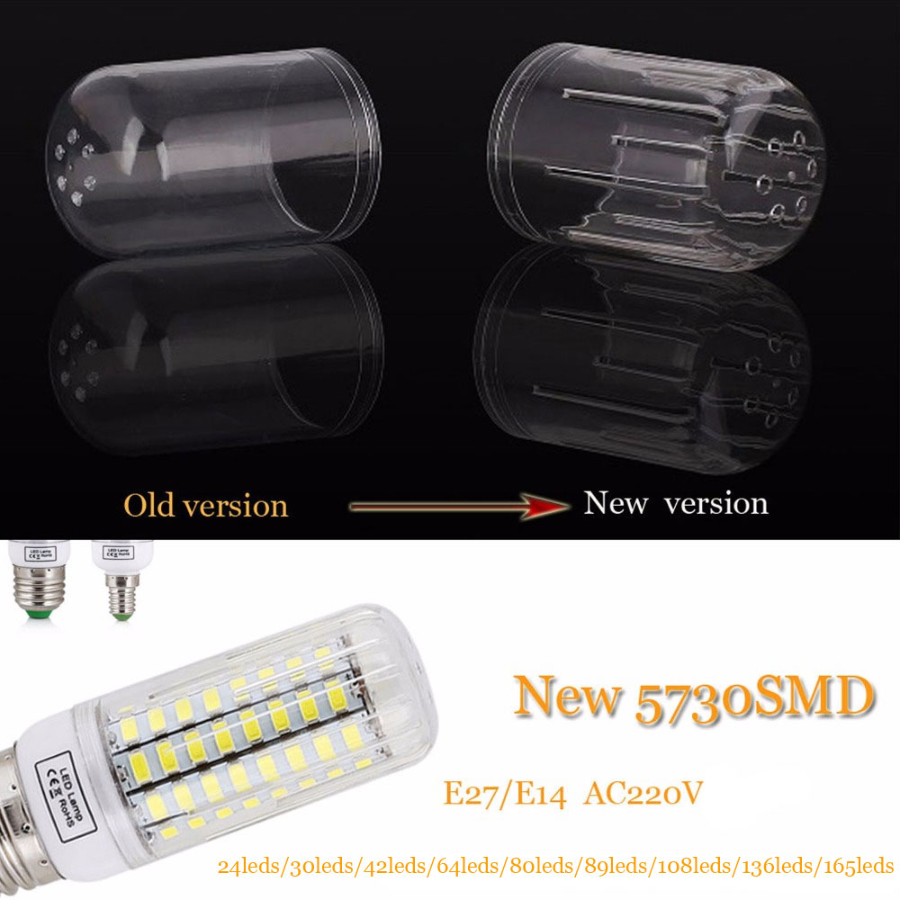 Led-lampa  e27 e14 smd 5730 led-lampa 24 30 42 64 80 89 165 led-lampor majslampor ljuskronalampor för hemmet 220v