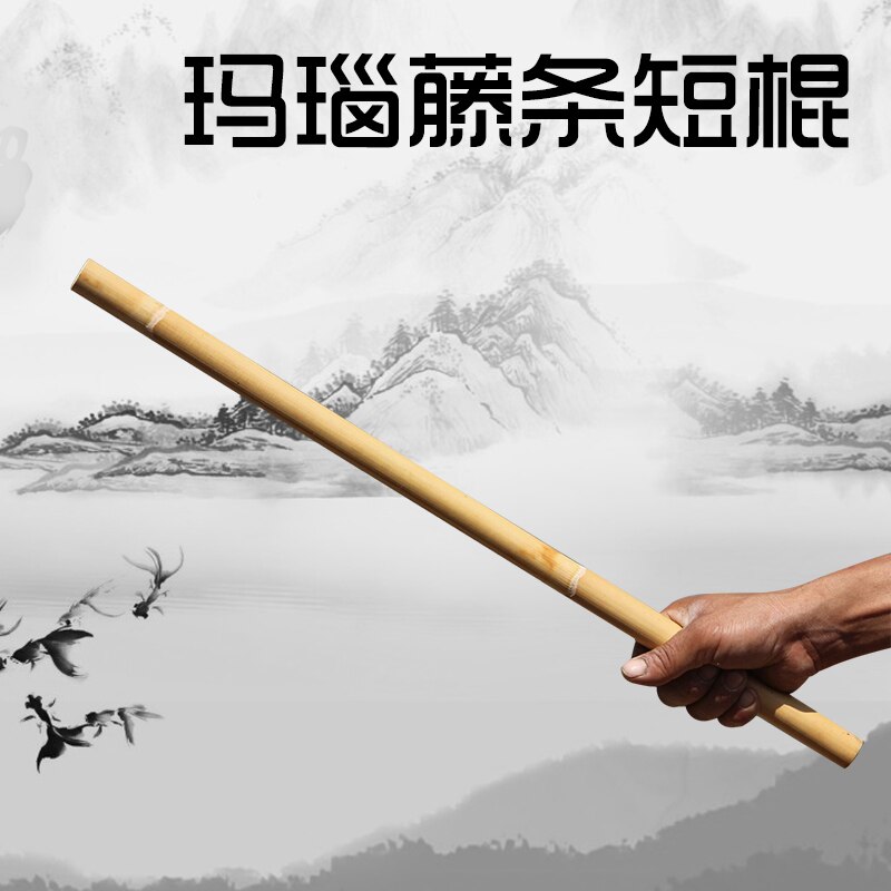 Bâton de poing Yongchun en rotin naturel avec agate, bâton de performance en bois, importé des Philippines