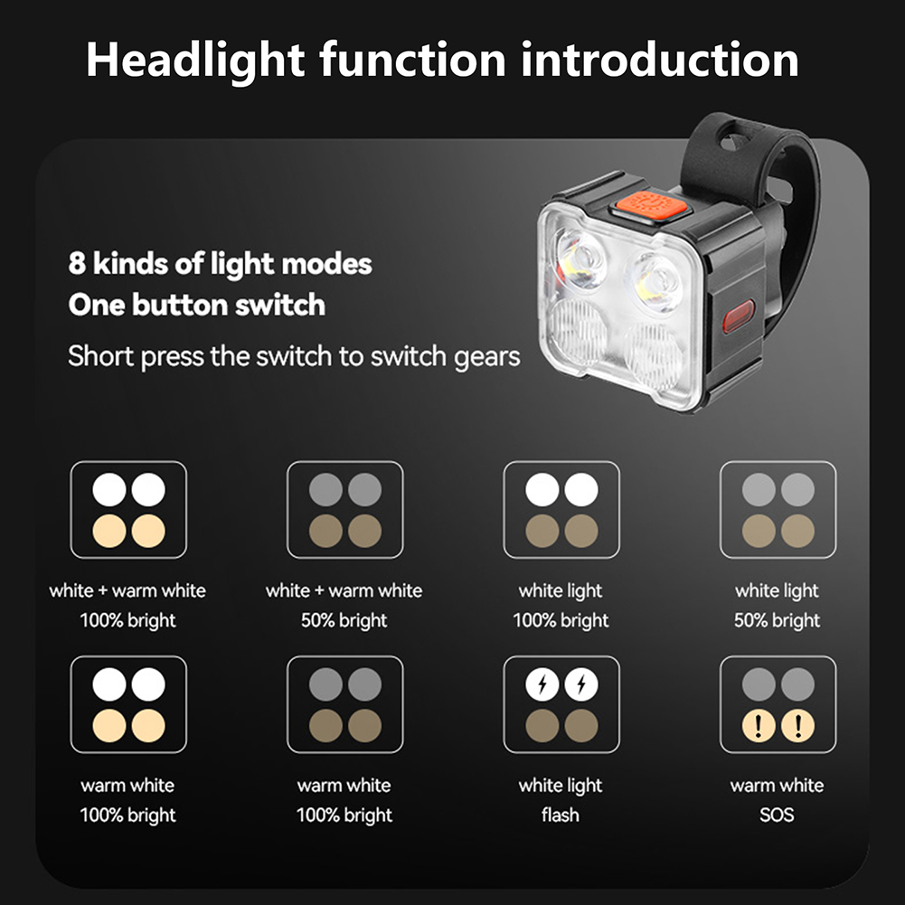 Luces delanteras y traseras para bicicleta, faro impermeable para bicicleta, luz trasera para ciclismo tipo C, recargable por USB, linterna para bicicleta de alto brillo