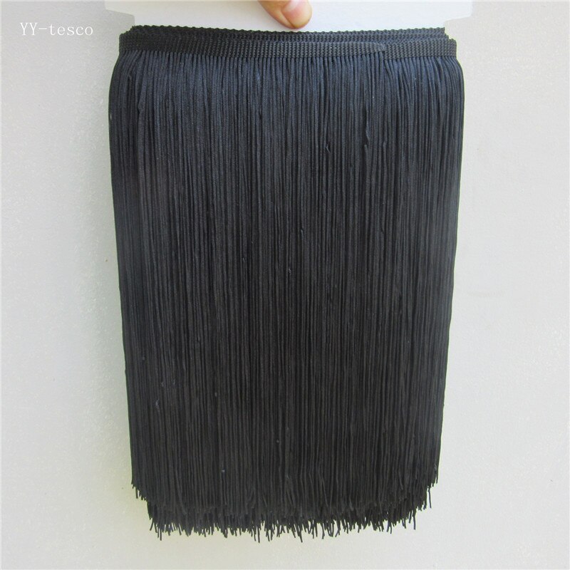 YY-tesaco 5yards 30cm Wide Lace Fringe Trim Tassel Fringe Trimming For DIY Latin Dress Stage Clothes Accessories Lace Ribbon: black
