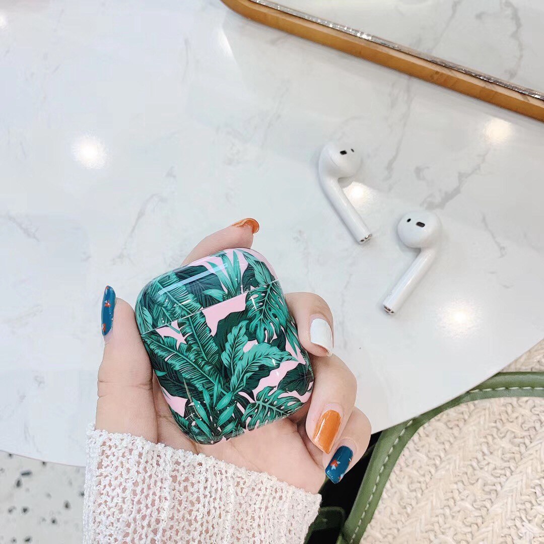 Luxe bananenbladerenhoesje voor airpods 2 hoesjes, siliconen beschermhoes voor airpods 2 hoesjes, bloemen en aardbeien: A3