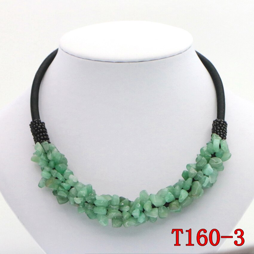 WUBIANLU 13 Styles Natural Spar Coral Tourmaline Lapis Lazuli Agates Aventurine Chokers Necklaces For Women Costume Jewelry: T160-3