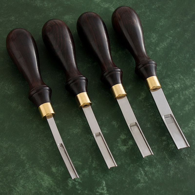 Herramientas para cortar Bordes de cuero, máquina de corte para ángulo curvo, pala redonda, 4-10mm de ancho: Black 4-10mm 4Pcs