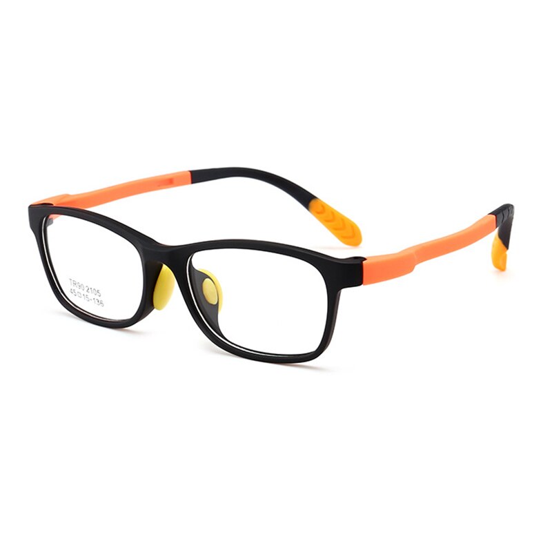 Glasses for Kids Boys Girls TR90 Square Flexible Frame Anti-Eyestrain Anti-Glare Age 4-10 LXH: Black Orange