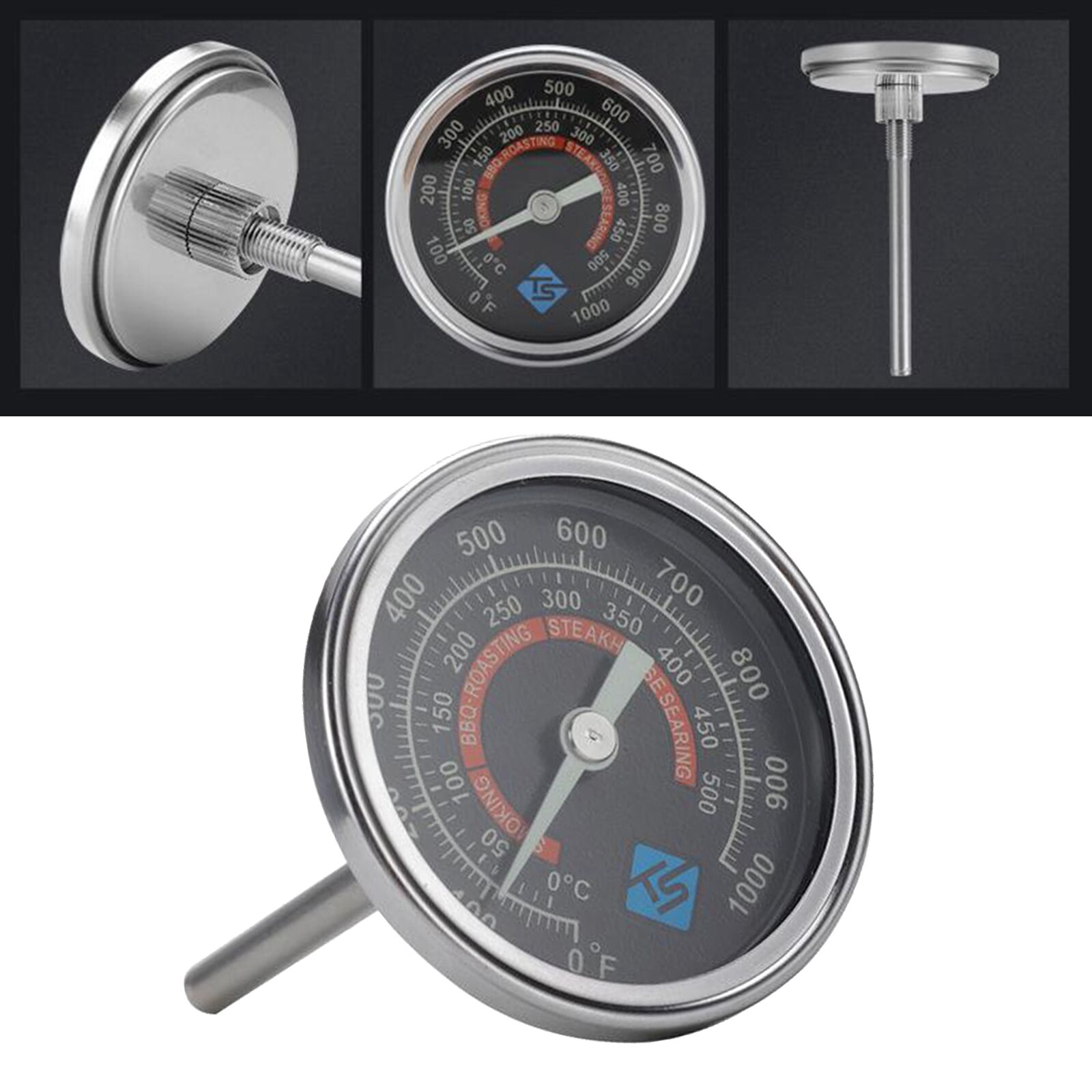 Celsius Stainless Steel BBQ Smoker Grill Thermometer Temperature Gauge Barbecue Kitchen Bakeware Thermomer