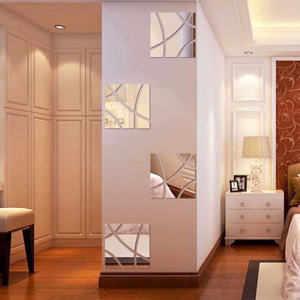 14pcs 3d Mirror Wall Sticker Decal Butterflies 3d Mirror Wall Art Party Wedding Home Decors Rectangle Vinyl Wall Decal #TD