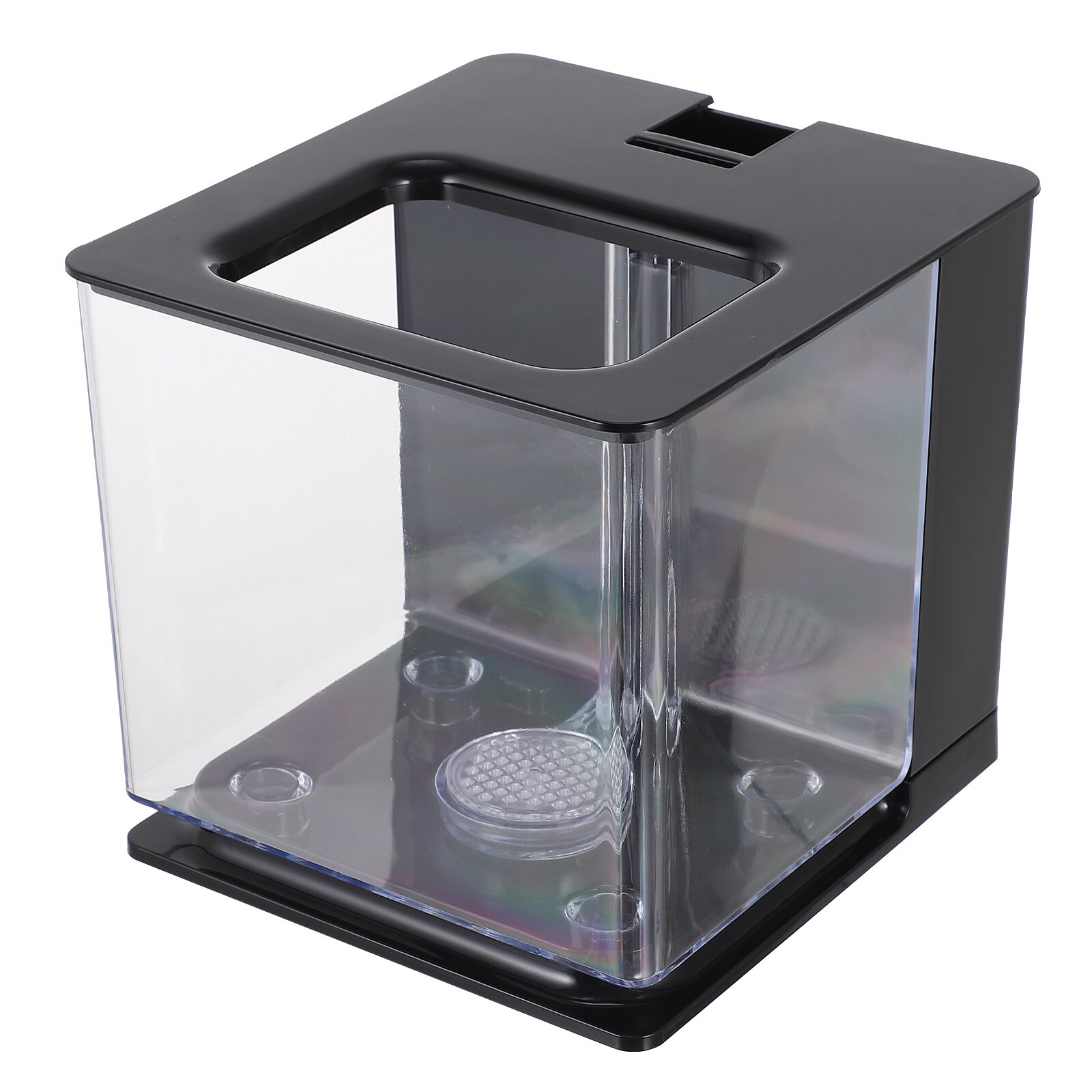 Small Fish Tank Transparent Fish Tank Fish Rearing Container Acrylic Fish Tank: Black