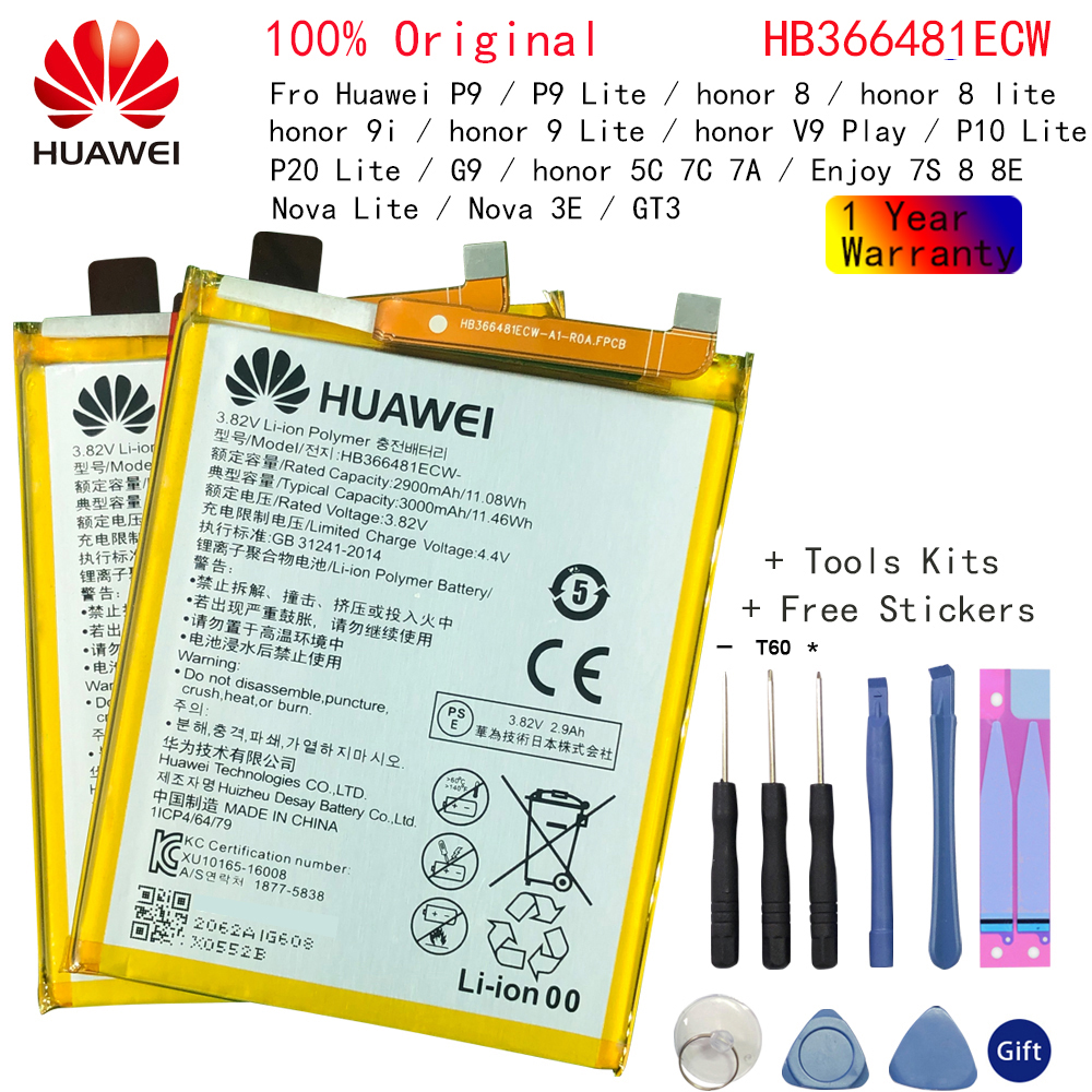 Original Phone Battery For Huawei honor 7C 7A 8 9 9 lite Nova 2 3 4/2i Ascend P10 P20 Huawei P30 P30 Pro Mate 8 9 10 /10 20 Pro: HB366481ECW