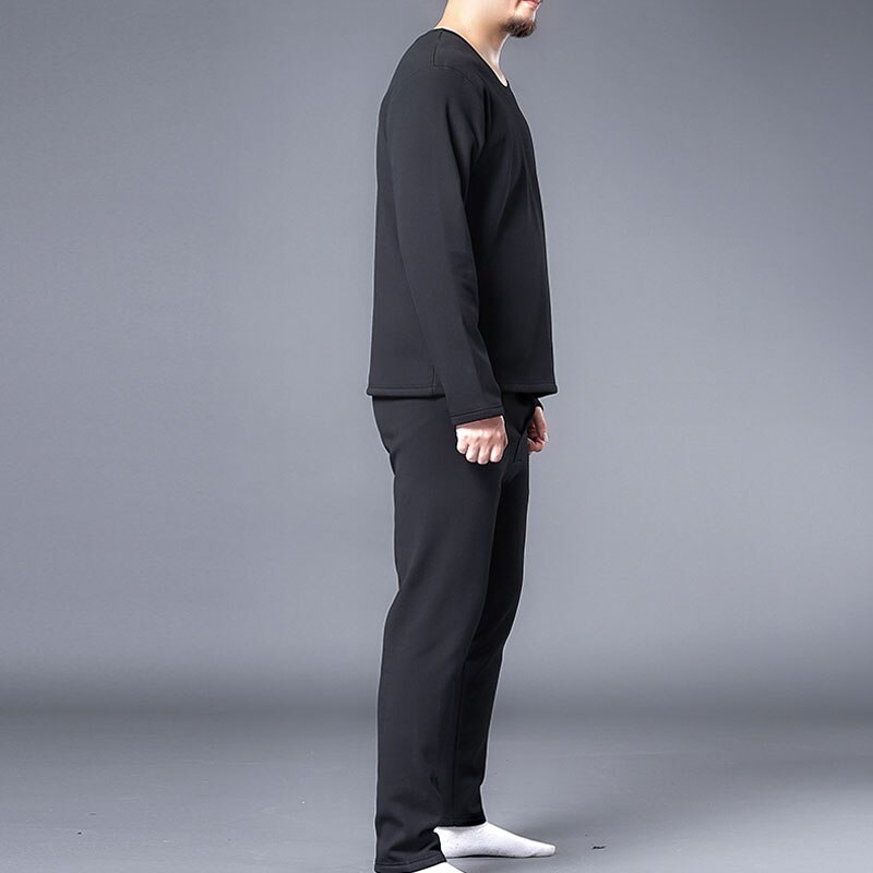 Winter thermal underwear 9XL Bust 165cm 5XL 6XL 7XL 8XL Plus size Fleece large size men long johns: black / 9XL