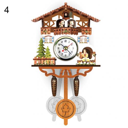 Reloj de cuco de resina 3D hecho a mano de madera antigua nórdica, colgante de pared, llamada de pájaro, campana de tiempo, cronometraje, oscilación automática para niños Roo