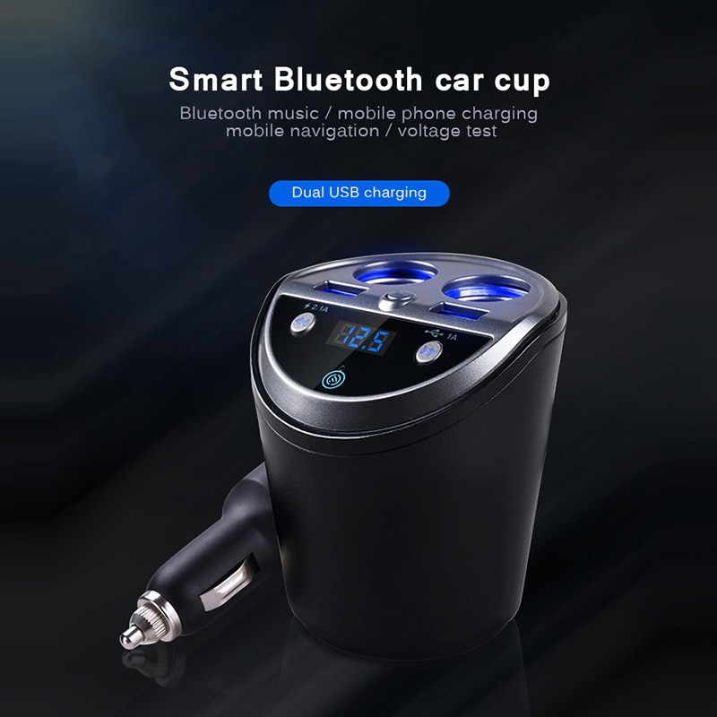 Bluetooth trådløs bil fm-sender  mp3- spiller kopholder håndfri bilsæt fm-radio dobbelt usb bil cigarettænder port