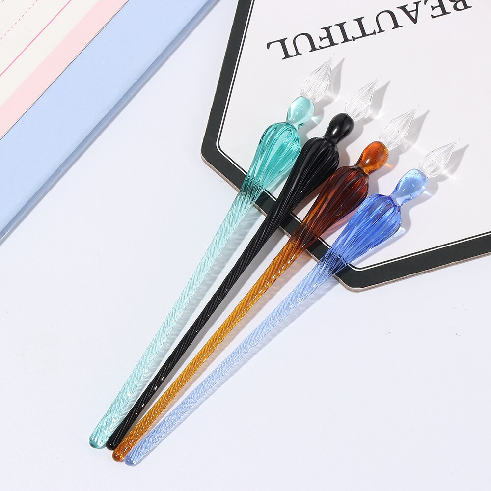 1PC Vintage Glass Dip Dipping Pen Filling Ink Fountain Pen Signature Calligraphy Writing Painting Supplies DIY Craft Handmade