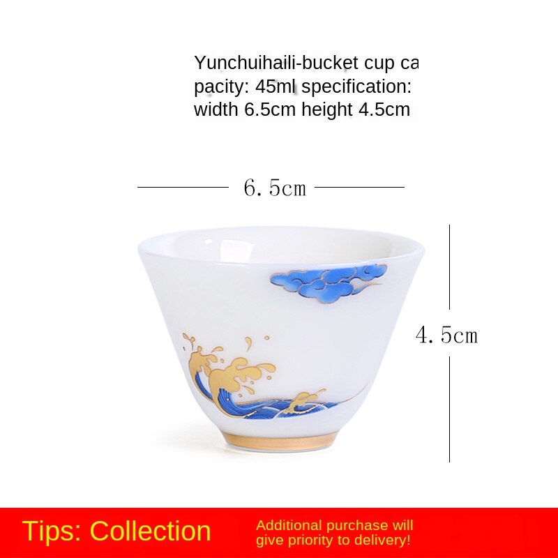 Alta branco copo de cerâmica artesanal porcelana xícara chá tigela casa kung fu chá conjunto pequeno copo mestre chá conjunto siteel: Bamboo hat cup