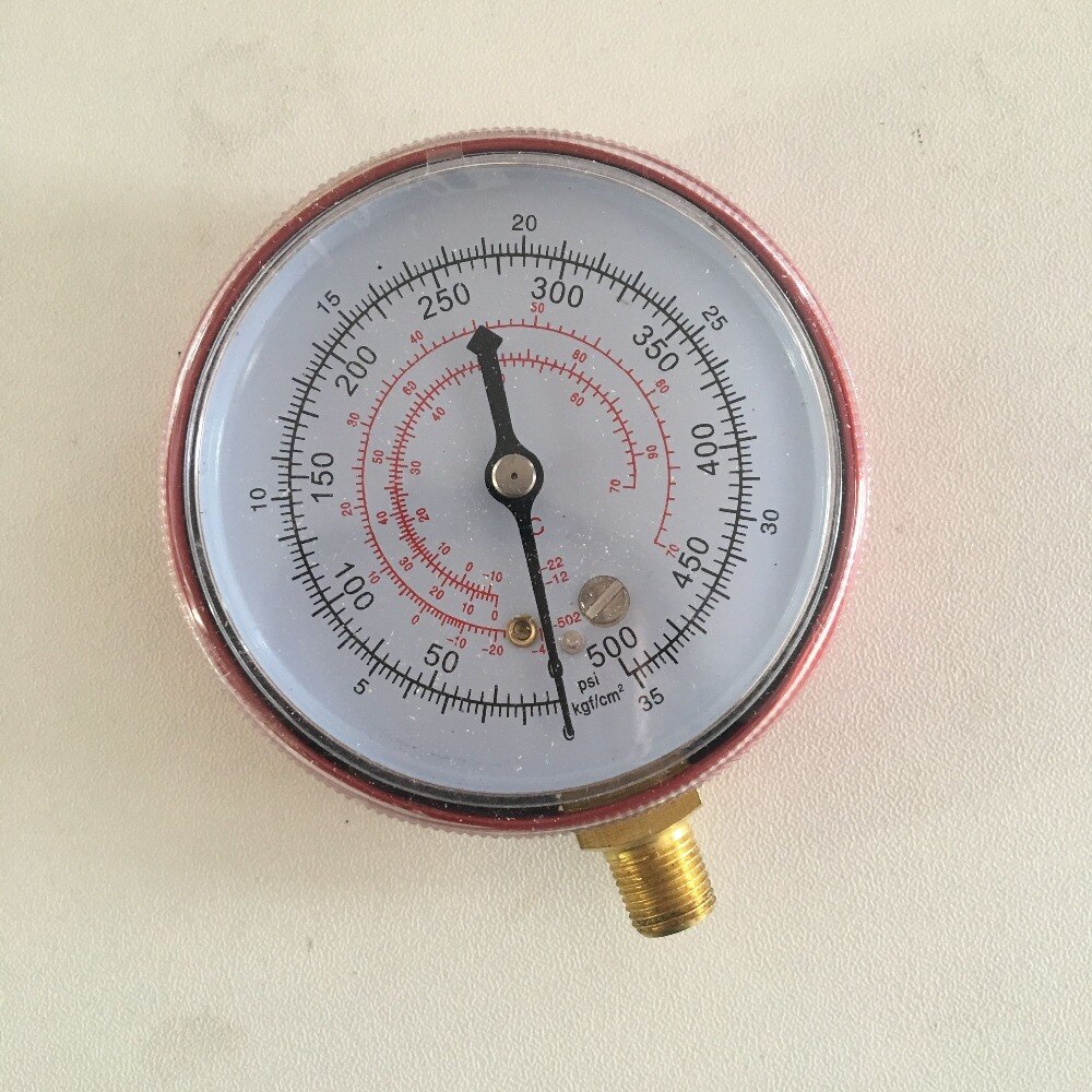 1pcs 70mm 1/8" Refrigeration Freon A/C Manifold Gauge High Pressure (Red) For R-12/R-22/R-502(R-404A/R-134a) 0-500Psi 0-35kg/cm2
