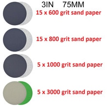 3" Sandpaper Hook And Loop Round Shape Sanding Discs Hook Loop Sanding Paper Buffing Sheet Sandpaper Wet / Dry Sanding Sheets