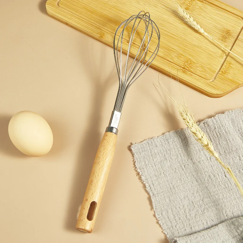 Handmatige eierklopper Houten handvat Mixer Eikloppers Garde Keukengadgets Eiercrème Roeren Keuken Bakken Gebak Gereedschap