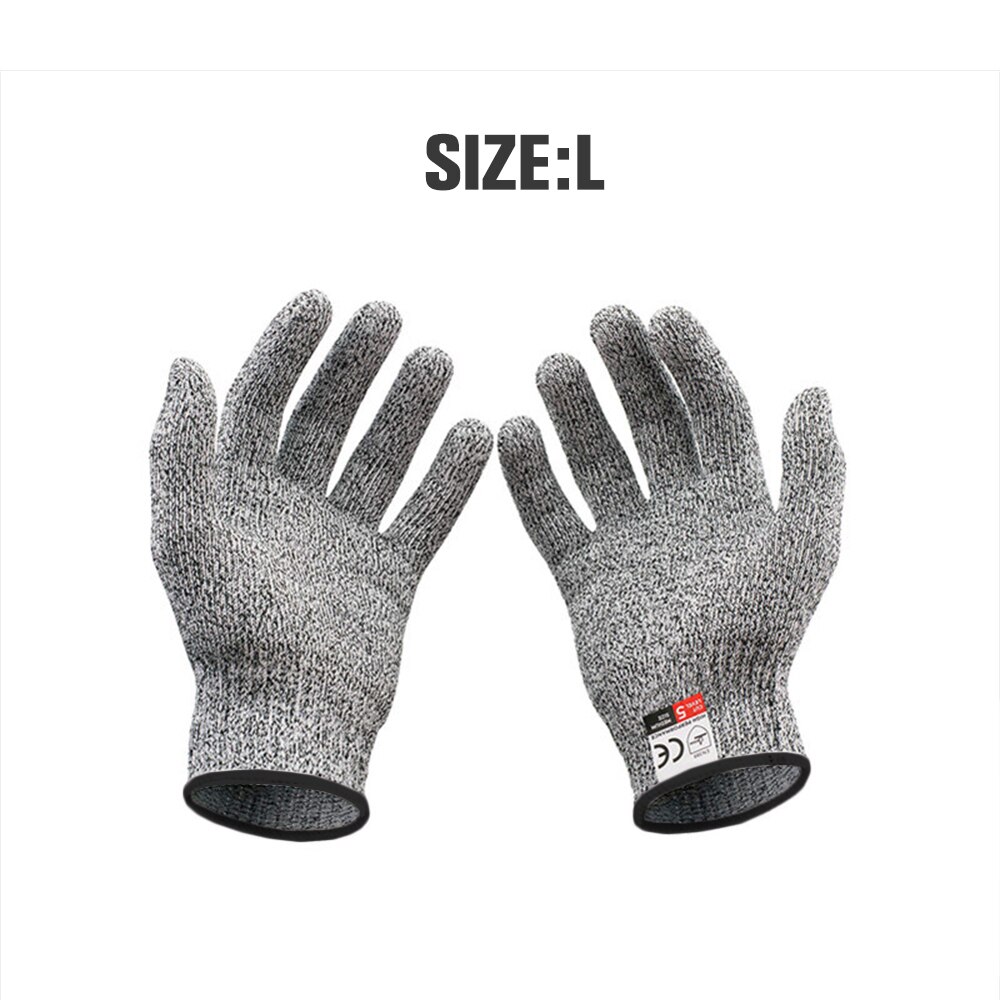 Guantes de seguridad resistentes al corte, par de guantes de trabajo anticortes, transpirables, de carnicero, cocina, para cortar carne de pescado: L